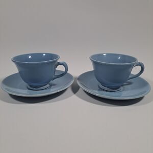 VTG 1940s LuRay Pastels Taylor Smith Taylor Blue Cup Saucer Lot 2 READ